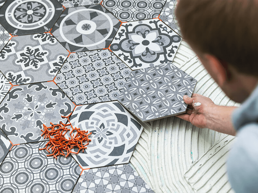 geometric Porcelain tile installation - Branson, MO